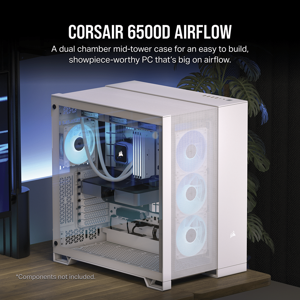 מארז CORSAIR 6500D AIRFLOW Mid-Tower Dual Chamber PC Case - White