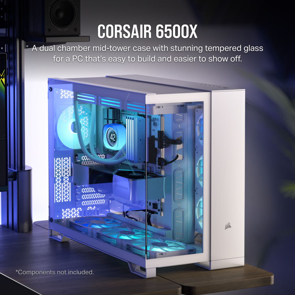 מארז CORSAIR 6500X Mid-Tower Dual Chamber PC Case - White