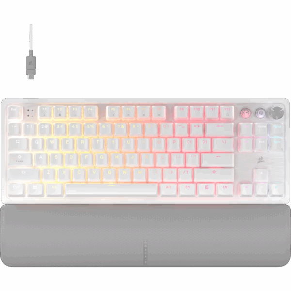 מקלדת גיימינג לבנה Corsair K70 Pro TKL